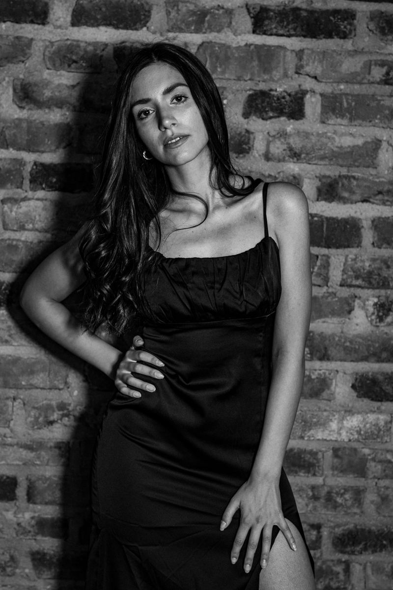 Sofia Alina – Black & white at brick wall